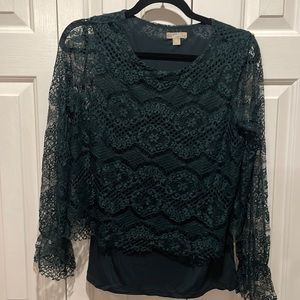 Pointelle Green Lace Blouse